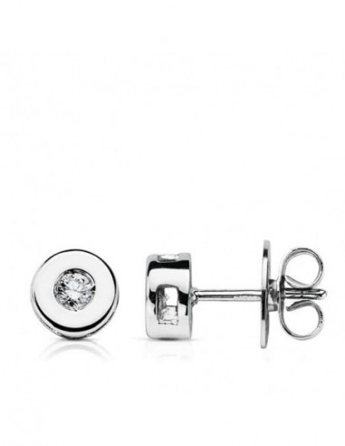 18K PENDIENTES ORO BLANCO CHATON 6 MM...