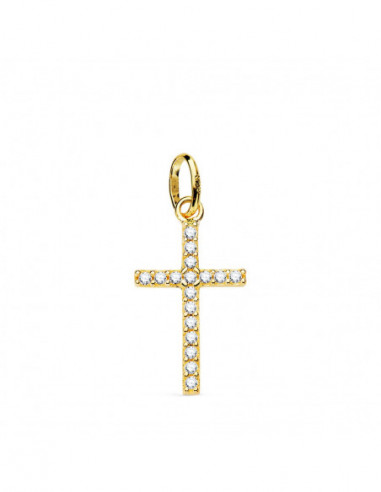 18K CRUZ ORO AMARILLO CON CIRCONITAS...