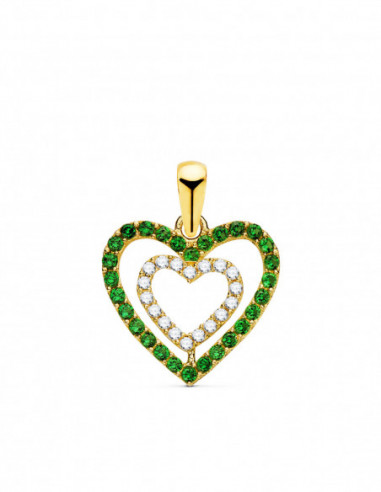 18K COLGANTE ORO AMARILLO CORAZONES...