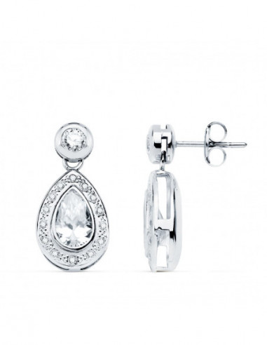 18K PENDIENTES ORO BLANCO CIRCONITAS...