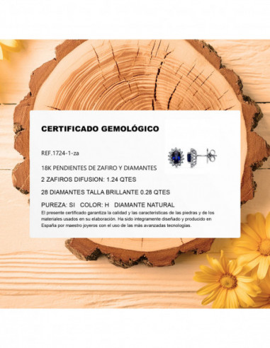 18K PENDIENTES ORO BLANCO ZAFIRO 1.24...