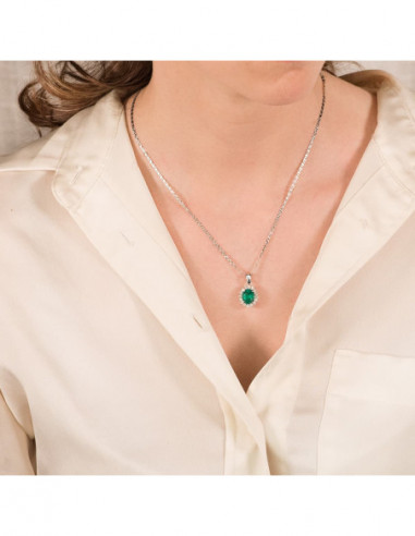 18K COLGANTE ORO BLANCO ESMERALDA...
