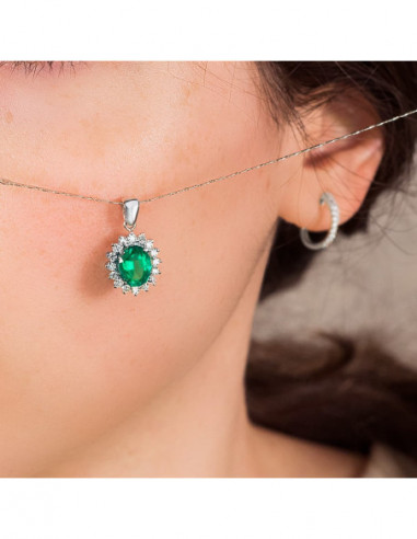 18K COLGANTE ORO BLANCO ESMERALDA...