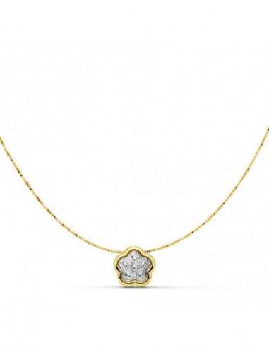 18K COLGANTE FLOR 8X8 MM CADENA 42CM