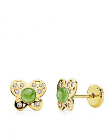 18K PENDIENTES ORO AMARILLO MARIPOSA...