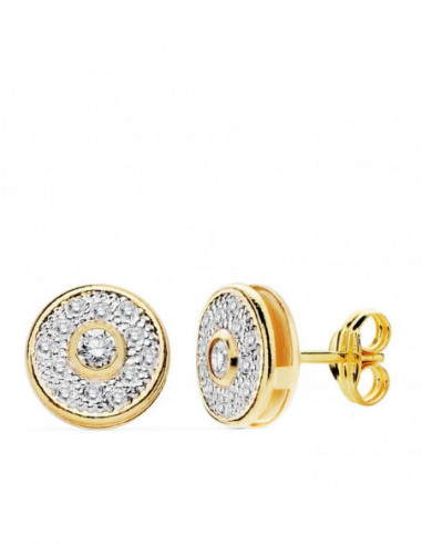 18K PENDIENTES ORO BICOLOR REDONDOS 8 MM