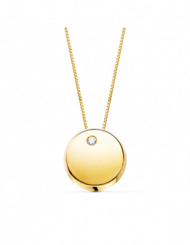 18K COLGANTE REDONDO CIRCONITA CADENA...