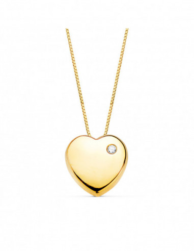 18K COLGANTE CORAZON CIRCONITAS CADENA