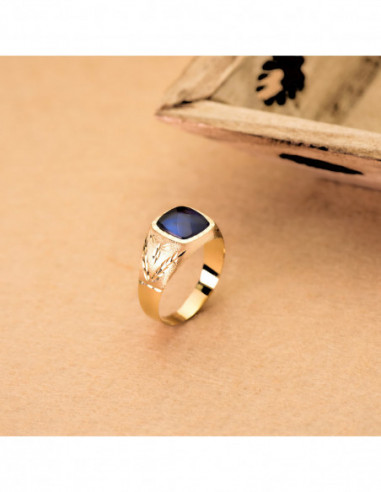 18K SELLO ORO AMARILLO CABALLERO CON...