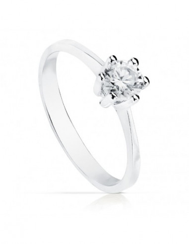 18K SOLITARIO ORO BLANCO CIRCONITA 5 MM