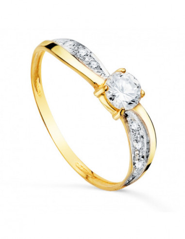 18K SOLITARIO ORO BICOLOR CIRCONITA 4 MM