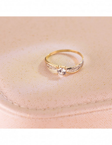 18K SOLITARIO ORO BICOLOR CIRCONITA 4 MM