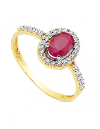 18K SORTIJA BICOLOR RUBI 6X4 MM