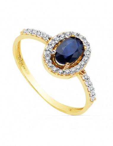 18K SORTIJA BICOLOR ZAFIRO 6X4 MM