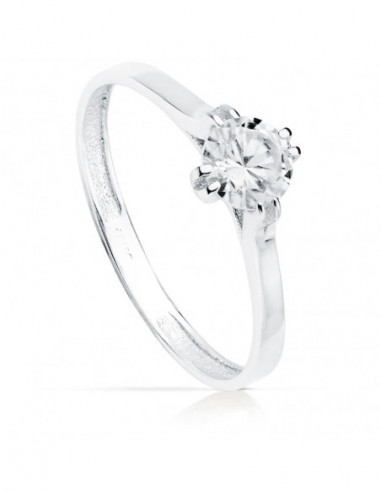 18K SOLITARIO ORO BLANCO CIRCONITA 5 MM