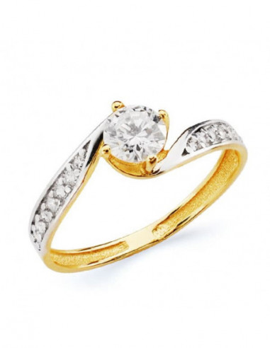 18K SOLITARIO ORO BICOLOR CIRCONITA 5 MM