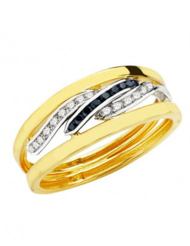 18K SORTIJA BICOLOR CIRCONITAS 8 MM