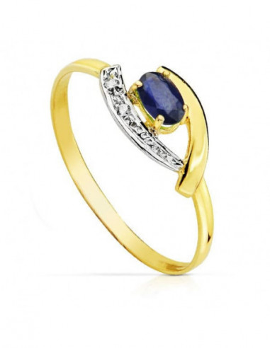 18K SORTIJA ORO BICOLOR ZAFIRO 5X3 MM