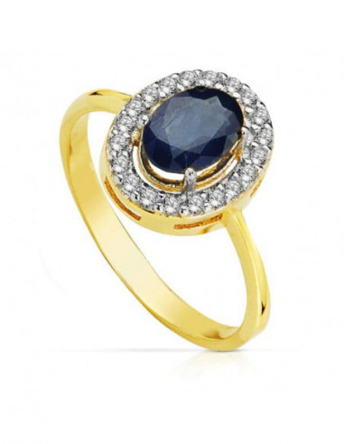 18K SORTIJA BICOLOR ZAFIRO 7X5 MM