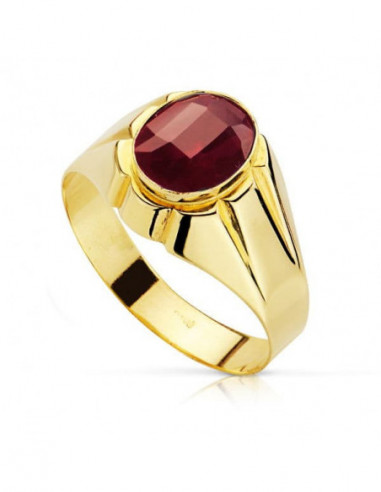 18K SELLO ORO AMARILLO PIEDRA OVAL...