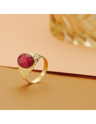 18K SELLO PIEDRA OVAL RUBI SPINEL...