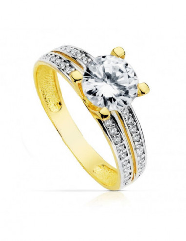 18K SOLITARIO 7 MM ORO BICOLOR...