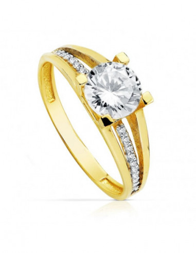 18K SOLITARIO 7 MM ORO BICOLOR...