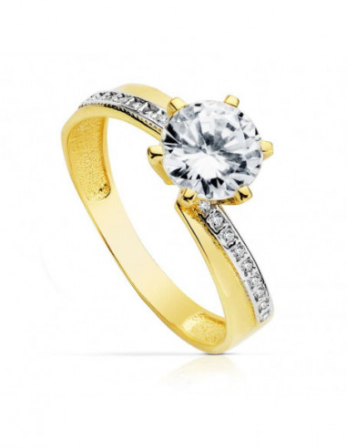 18K SOLITARIO 7 MM ORO BICOLOR...