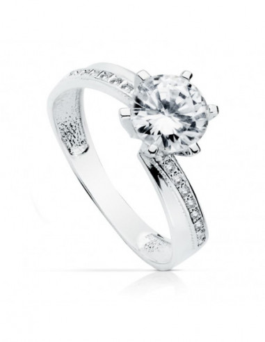 18K SOLITARIO 7 MM ORO BLANCO CIRCONITAS