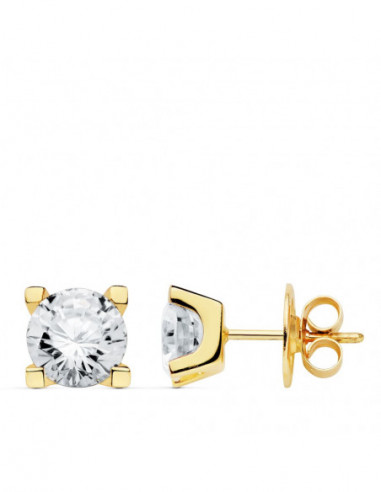 18K PENDIENTES 4 GARRAS CIRCONITA 7X7 MM