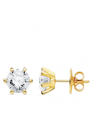 18K PENDIENTES 6 GARRAS CIRCONITA 8X8 MM