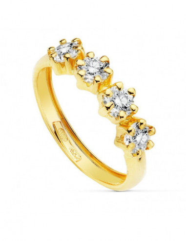 18K SORTIJA ORO AMARILLO 4 CIRCONITAS...
