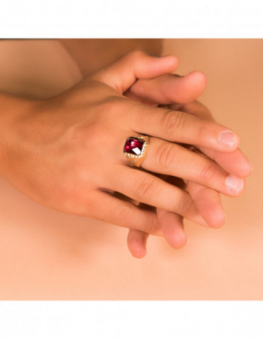 18K SELLO ORO AMARILLO CABALLERO RUBI...