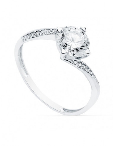 18K SOLITARIO ORO BLANCO CIRCONITA 7 MM