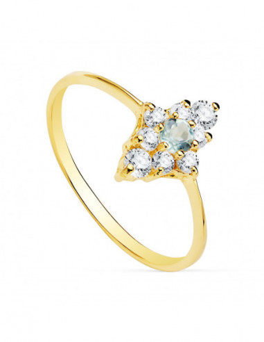 18K SORTIJA AGUAMARINA CUAJO 10X7 MM