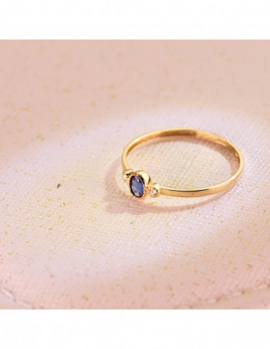 18K SORTIJA ORO AMARILLO PIEDRA AZUL...