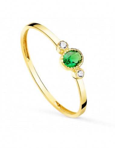 18K SORTIJA ORO AMARILLO PIEDRA VERDE...
