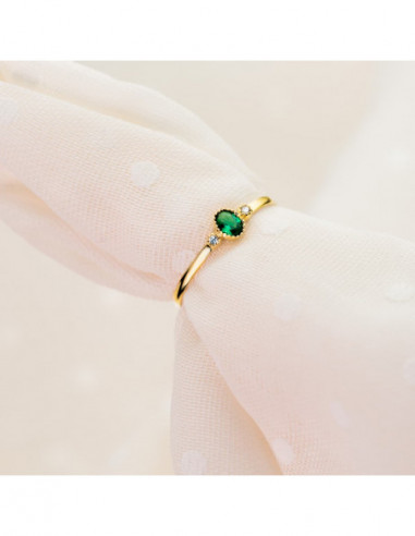 18K SORTIJA ORO AMARILLO PIEDRA VERDE...