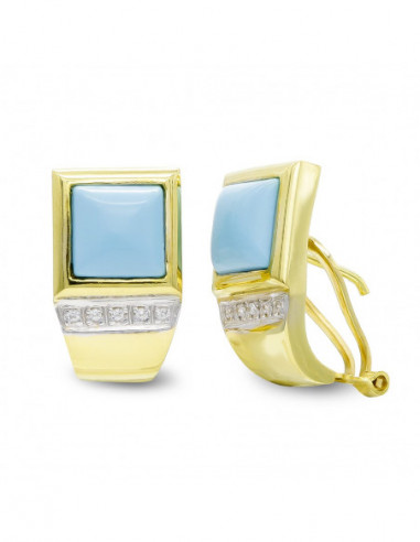 18K PENDIENTES ORO AMARILLO TURQUESA...
