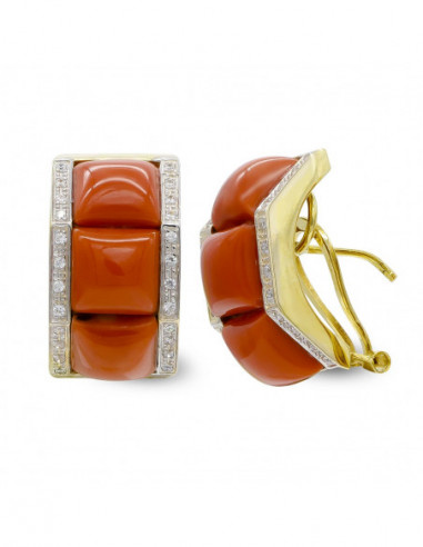 18K PENDIENTES ORO AMARILLO CORAL...