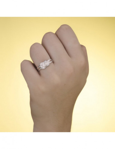 18K SORTIJA ORO BLANCO Y CIRCONITAS