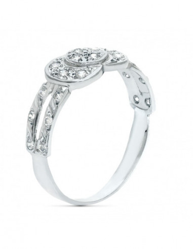 18K SORTIJA ORO BLANCO Y CIRCONITAS