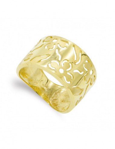 18K SORTIJA ORO AMARILLO FLORES MATE...