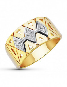 18K SORTIJA BICOLOR ROMBOS 2