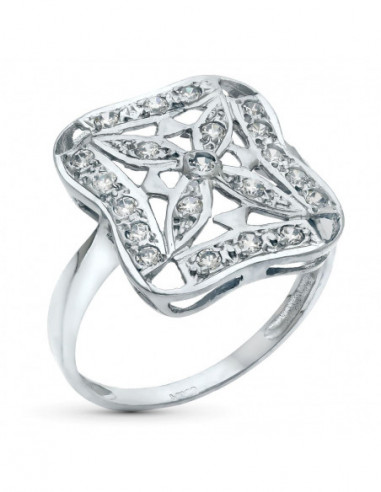 18K SORTIJA ORO BLANCO Y CIRCONITAS