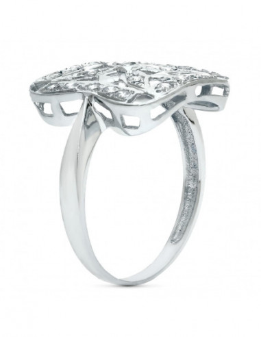 18K SORTIJA ORO BLANCO Y CIRCONITAS