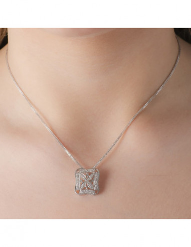 18K GARGANTILLA ORO BLANCO Y CIRCONITAS