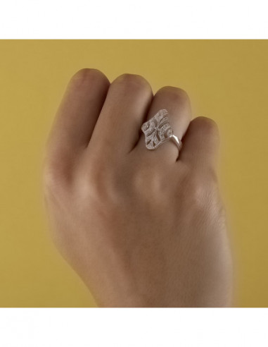 18K SORTIJA ORO BLANCO CON CIRCONITAS...