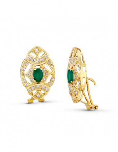 18K PENDIENTES PIEDRA FINA 24X14 MM