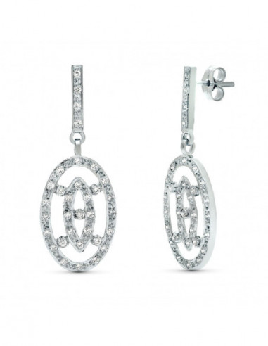 18K PENDIENTES DOS CUERPOS ORO BLANCO...